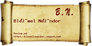 Blümel Nándor névjegykártya